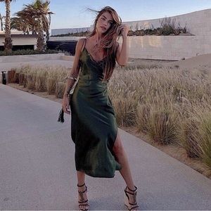 Zara Satin Midi Dress, Size XS